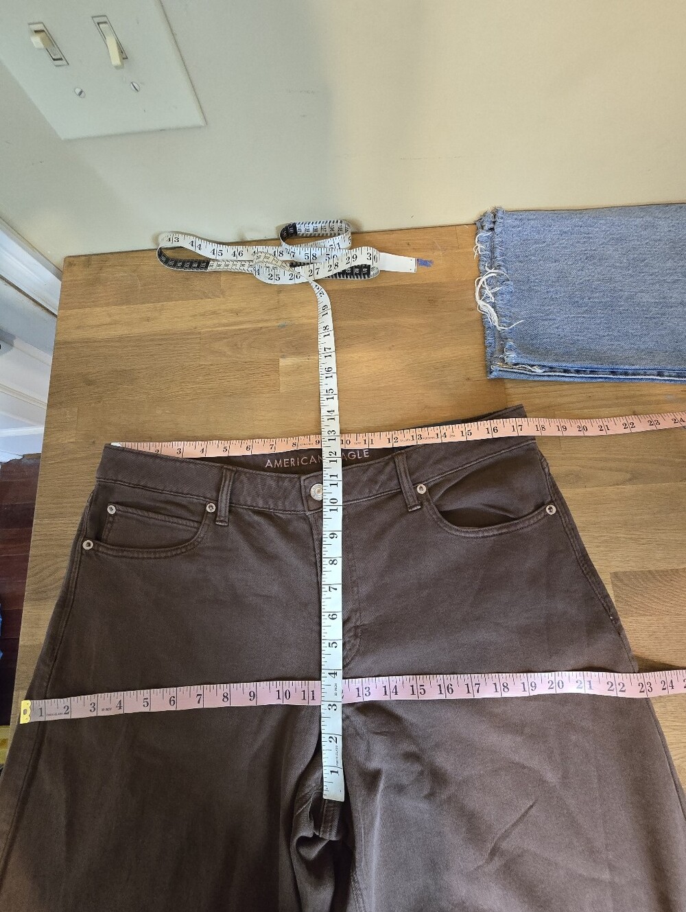 AE American Eagle Low-Rise Ultra Wide-Leg Pant Chocolate Brown 12 Regular - Picture 13 of 16